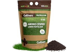 CULTIVERS Abono Césped Ecológico de 5 Kg (250 m²) Fertilizante de Origen Vegetal 100% Orgánico y Vegano Granulado de Liberación Lenta y Controlada con NPK 8-1-5+74% M.O. y Ác. Húmicos