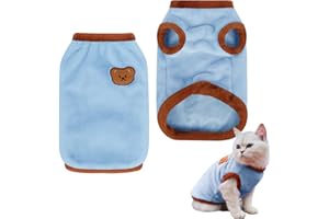 DIIWMME Baumwoll-Katzenkleidung, warmer Winter-Katzenpullover für Katzen, kleine Hunde, niedlicher Katzenpullover, Weste, Haustierkleidung für Chihuahua, Yorkshire, walisischer Corgi (Blau, M)