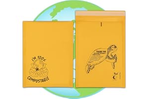 GREEN PLANET PACKING 100% Compostable Padded Envelopes A4 A5 A6,Bubble Mailers Eco Friendly Bubble Wrap Envelope, 50pk Gold (50, A4)