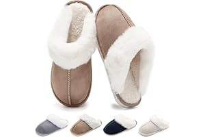 Schuvox Zapatillas Casa Invierno Cálidas Mujer Hombre Pantuflas con Forro de Felpa Zapatillas de Estar por Casa con Plantilla de Espuma con Memoria para Interior y Exterior Unisex 36-45EU