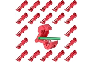 Donluhu Anschlussklemmen für Mähroboter Begrenzungskabel Ladestation | 20 Stück | T-Abzweigverbinder Abzweigklemmen Stromdieb | Kompatibel mit Gardena, Husqvarna, Yard Force | Rot