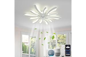 ‎YOLEDY YOLEDY Lampe mit Ventilator Leise mit Fernbedienung, Moderne Deckenventilator mit Beleuchtung 2.4GHz WiFi Funktioniert mit Alexa Google Home, für Schlafzimmer, Küche, Weiß
