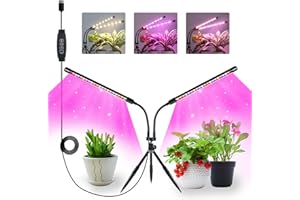 Niello Luci per piante, lampada per coltivazione a 40 LED con temporizzazione 3H/9H/12H AUTO On & Off e 3 modalità, luce per coltivazione a LED per piante da interno (senza adattatore)