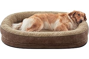 PAWK Panier Chien Grande Taille XL Orthopedique, Memoire de Forme Lit pour Chien, Canapé Chiens Dehoussable Lavable, Lit Ovale Imperméable, Brun