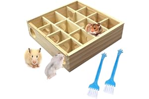 Allazone Hamster Labyrinth Hamster Kleintierspielzeug, Hamster Spielzeug Holz Spielzeug Hamster Nest und Reinigungsbürste für Hamster, Maus, Andere Kleine Tiere
