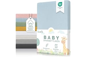 ‎LALENI Laleni Premium Spannbettlaken 50x89 cm Babaybay 2er Set | Oeko-TEX zertifiziertes Spannbettlaken Beistellbett | Stubenwagen Bezug 100% Baumwolle | Babybay Spannbettlaken | Baby Bettwäsche | Hellblau