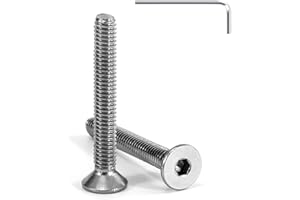 Tunejoy Vis à Tête Fraisée M4 x 30 mm Vis à Six Pans Creux en Acier Inoxydable A2 V2A à Tête Fraisée Hexagonale avec Clé Allen Filetage Complet 20 Pièces