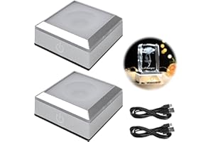 Vegena 2 Stück LED-Lichtsockel, LEDLichter Display Basis, 6 Farben Quadratisch LED Lichter Display Basis Showständer mit Empfindlichem Touch Schalter für Kristallkugeln Glaskristallkunstwerke