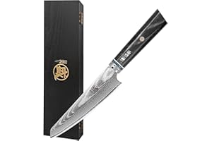 MITSUMOTO SAKARI 12 cm Couteau à éplucher japonais professionnel, Couteau à fruits damassé forgé à la main, HAP40 Couteau de cuisine en poudre d'acier (Boutique Boîte en bois)