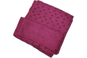 GIMIRO Microfibre Yoga Mat Towel, Anti-Skip PVC Dots Yoga, Pilates, Sports,Fitness,Home,Beach, Traveling, Camping, Rouge