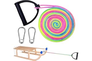 Suaflny Schlittenseil Mit Karabiner, Schlittenleine Mit Griff, 4m Schlitten Zugseil, schlittenseil mit karabiner, Schlittenseil Mit Griff, Schlitten Zugseil für Schlitten und Rodel im Winter