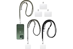 Olliwon 3 sztuk uniwersalny smycz na telefon komórkowy, regulowana smycz na ramię uniwersalny łańcuch do telefonu komórkowego kompatybilny z większością smartfonów, czarny/czarny-zielony