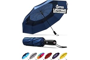 Repel Umbrella Windproof Travel Umbrellas for Rain - Easy Auto Open Close, Durable & Compact Umbrella, Strong Fiberglass Frame, Waterproof Canopy - Backpack, Purse, Portable Umbrella for Travel