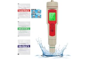 Ozonlife 4-en-1 Testeur pH Mètre, Testeur pH Metre Piscine numérique avec pH TDS EC Température, Précision de Mesure de 0 à 14 pH pour Piscine, Hydroponie, Aquarium, Eau Potabl, Spa