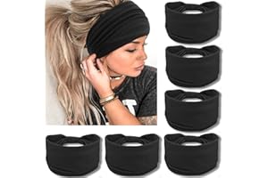 VENUSTE Wide Headbands for Women's Hair, Fashion Knotted Head Bands for Adult Women Hair Accessories, 6PCS (Black Color)