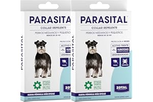 Zotal Parasital Collar Antiparasitario - Pack 2 Collares de 60 cm - Perros Medianos y Pequeños (Menos de 25 Kg) - Protección de hasta 4 Meses - Repele Natural contra Mosquitos, Pulgas y Garrapatas