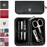 3 Swords Germany - brand quality 5 piece manicure pedicure grooming kit set for professional finger & toe nail care scissors clipper fashion leather case in gift box, Made by 3 Swords (521217)