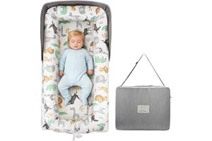 SMTYEOO Baby Nest Pod for Newborn - Foldable Baby Nest Pillow with Adjustable U-Shaped Bumper,Portable Toddler Travel Bed Converts into Backpack,New Born Baby Essentials for Boys and Girls 0-24 Months