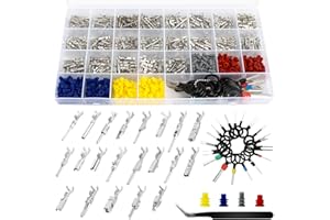 QLOUNI 813 Stück Kfz Steckverbinder Pins Kit Gecrimpter Anschlussstift 1,0/1,5/1,8/2,2/2,5/2,8/3,5mm Kabelverbinder Männliche und Weibliche Drahtdichtungen Entfernen Werkzeugsatz für Motorräder,Auto,Boote