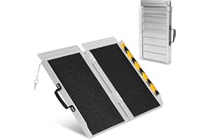Izrielar Rampe de Fauteuil Roulant Pliable 61 cm en Aluminium - Antidérapante, Mobile, Charge Maximale 270 kg - Pour Escaliers et Marches