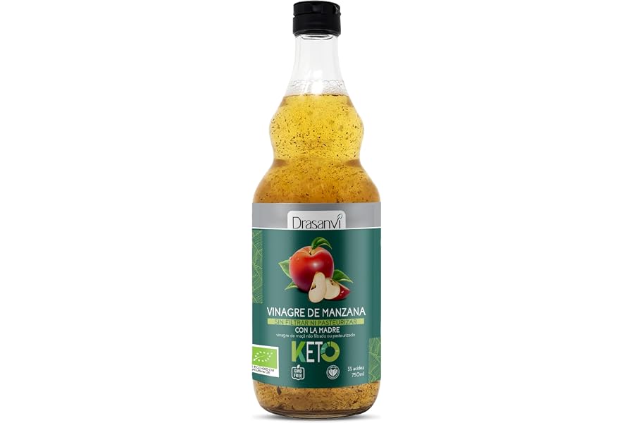 DRASANVI VINAGRE DE MANZANA MADRE SIN FILTRAR CERTIFICADO BIO | Vinagre de sidra de manzana KETO | Apple Cider Vinegar |Manza