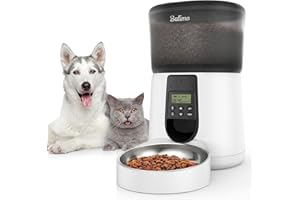 Balimo Paul Comedero Gato Automatico, 4L Dispensador Comida Gatos con TazóN De Acero Inoxidable, Comedero Perro Automatico 10s FuncióN De GrabacióN De Voz