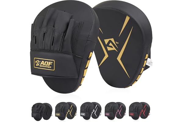 AQF Mitaine Boxe, Patte d'Ours, Pao, Cible Rex en Cuir Incurvé pour Thai Frappe, Focus Gant pour MMA, Muay Thai, Kickboxing, Karaté & Arts Martiaux