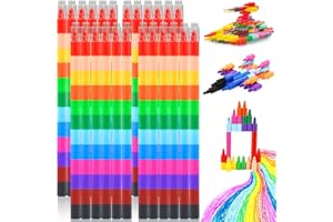 ‎ZEYOU ZeYou Wachsmalstifte, stapelbar, 24 Stück, Bleistifte für Geburtstag, Kinder, Bleistifte, Block-Bleistifte, für Partygeschenke, Belohnungen in Klasse und Geburtstag