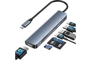 UMANIY Hub USB C 7 en 1, Adaptador Hub USB-C con HDMI 4K@60Hz, PD 100W, USB 3.0/2.0, Lector de Tarjetas SD/TF, Datos USB-C, Docking Station para Portátil Compatible con Windows/MacBook/iPad/Steam Deck, etc.