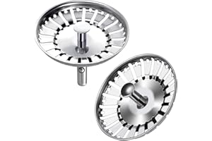 EHIOG 2PCS Tappo filtro per Lavello da Cucina, tappo di scarico per filtro addensato da cucina in acciaio inossidabile, filtro di scarico cucina (Diametro: 84mm)