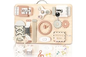 Joyreal Wooden Busy Board for Toddlers - Sensory Activity Montessori Toys Fidget Board Fine Motor Skills Gift for Girls Boys