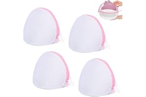 FEADBYT Bra Laundry Net, Pack of 4 Laundry Net Bra, Bra Laundry Net with Zip, Bra Net for Washing Machine, Mesh Laundry Bags, Reusable Bra Wash Bag, for Bra, Underwear, Socks (Pink)