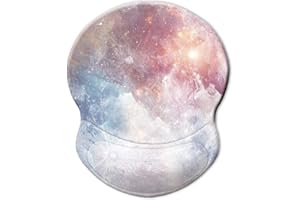 ITNRSIIET Ergonomic Mouse Pad with Gel Wrist Rest Support, Planet Mouse Mat, Cute Customized Mouse Pad, Pain Relief Wrist Rest Pad with Non-Slip PU Base, Pink Moon