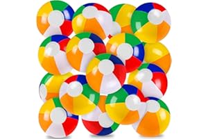 DIYDEC DTYDECLE 12 Stück 30cm Wasserball aufblasbar, Inflatable Beach Ball Bunte Strandball Aufblasbare Regenbogen Strand Spielzeug Ball für Sommer Wasser Pool Schwimmbad Spielzeug