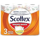 Scottex Enough, Kitchen Paper Option Half Shredding, Pack of 3 Maxi Rolls