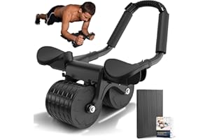 ‎COFOF COFOF Bauchroller Bauchmuskeltrainer Roller, Automatische Rebound-Bauchrolle Für Bauchmuskeltraining, Bauchtrainer Ab Roller mit Kniematte, Ab Wheel mit Ellbogenunterstützung und Stabilen Doppelrädern