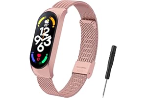 Mugust Bracelet pour Xiaomi Mi Band 7 Métal Bracelets,Bracelet de rechange en Inoxydable Boucle Réglable Bracelet pour Mi Band 7 Métallique pour Femme et Homme