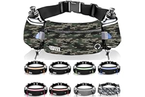 STEEL Laufgürtel Running Hydratation Running Belt, Bananentasche Flaschenhalter, wasserdichte und reflektierende Flasche für Trail Jogging Footing Wandern Radfahren, Geschenk Mann Frau (MILITÄR)