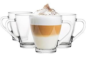 Glasmark KROSNO 1992 Set di bicchieri Bicchieri da caffè con manico Tazza 4 pezzi 200 ml Tazza da caffè Tazze da tè Tazze da tè Lavabili in lavastoviglie