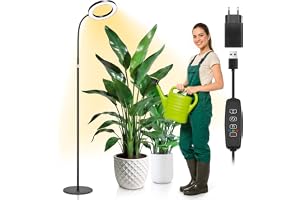 Acelane LED-växtlampa, fullspektrum odlingslampa med stativ, 3 ljuslägen med timer 3/9/12 timmar, 80-160cm höjdjusterbar, för inomhusväxter och stora växter