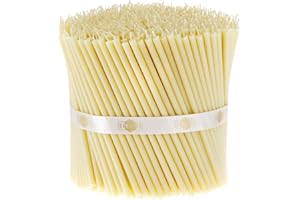 Danilovo 100 Velas Blancas de Cera de Abeja – Velas ortopédicas para oración, rituales, decoración de Mesa de Boda – no tóxicas, sin hollín – antigoteo, N140, Altura: 15 cm, diámetro: 5 mm