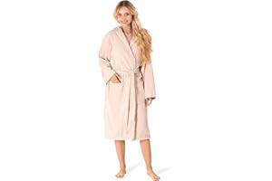 Twinzen Peignoir de Bain Femme - XS, S, M, L, XL - 100% Coton avec Capuche - Certifié OEKO-TEX® - Robe de Chambre Eponge 2 Poches, Ceinture - Doux, Absorbant et Confort