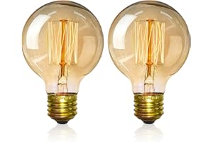 EYLM Vintage Edison Light Bulbs, Dimmable Screw Edison Bulbs Incandescent Light Bulb Globe Bulbs Retro Filament Lamp Warm Light 40w G80 E27 220V-2Pack
