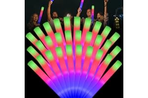 TAOTUO 102pcs LED Foam Glow Sticks Foam Sticks Glow Batons, Multi-Modes Color LED Strobe Stick for Party, Concert,Event, New Years Eve, Birthdays,Weddings,Music Festival
