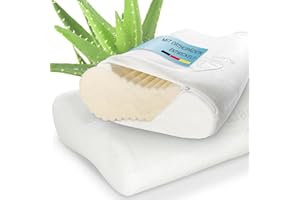 ‎MAXVITALIS maxVitalis 2er-Set Nackenstützkissen 4-fache Höhenanpassung orthopädisches, ergonomisches Kopfkissen anatomisches Kissen mit Memory Foam inkl. Aloe Vera Klima-Bezug 60 x 35 cm, Viskoschaum