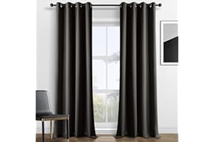 Topfinel Cortinas Salon 240 Largo Modernas Termicas Aislantes Opacas con Ojales para Cocina Habitacion Infantil Dormitorio 2 Piezas Negro 140x240