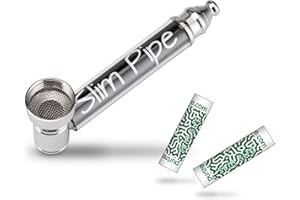 LX PIPES Slim Pipe 2.0 - Rauchpfeife Tabakpfeife mit Aktivkohle Fach - inkl. Edelstahl Einlegesieb und 2 x 7 mm Aktivkohlefilter - 7 cm Pur Pfeife aus Metall für Tabakwaren