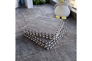 Gehanico Große Ineinandergreifende Plüsch Schaumstoffmatte Schaumstoffmatte Wohnzimmer Schlafzimmer Teppichfliesen Teppichmatte 6 mm 10 Pcs (Grau)