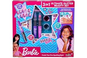 CRA-Z-ART 34072 Barbie 3 in 1 Ultimate Beauty Set Nail Art, Glitter Tattoos, Hair chalks Offcial Merchandise, Multicolour, Each
