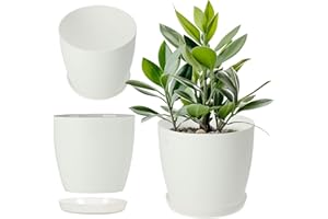 KADAX Pot de Fleurs 25 cm en Plastique avec Soucoupe et Finition Mate Élégante, Cache-Pot pour Une Décoration Intérieure Raffinée et Moderne (Blanc)